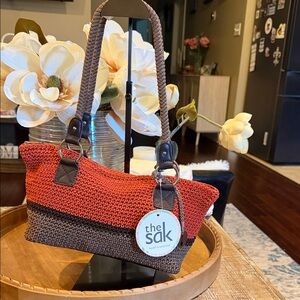 The Sak Women’s Two-Tone Orange and Brown Crochet Tote